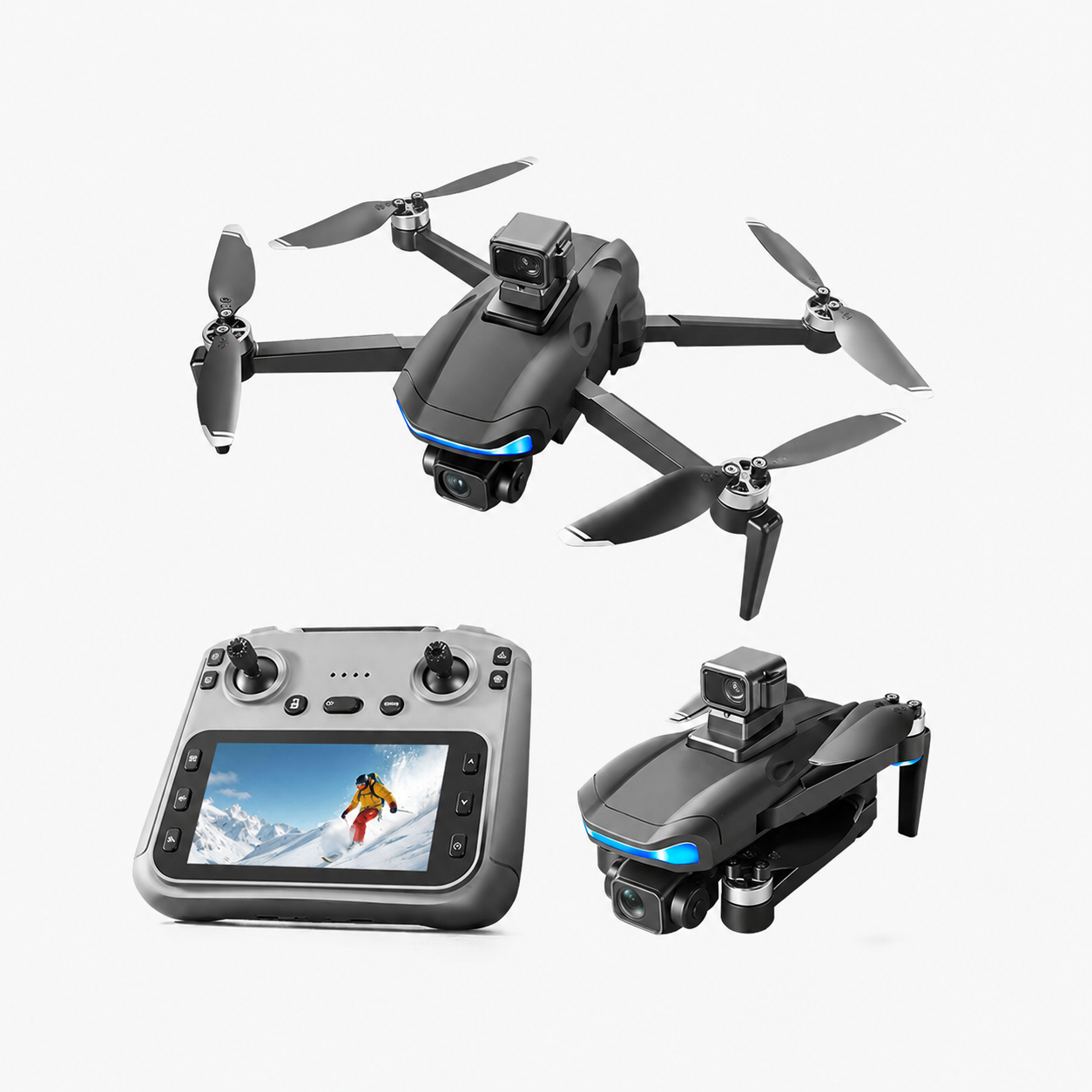 Skládací dron V06 s dlouhým dosahem – Profesionální kvadrokoptéra pro letecké snímky v rozlišení 4K/8K – Mini chytrý GPS dron s dálkovým ovladačem s obrazovkou