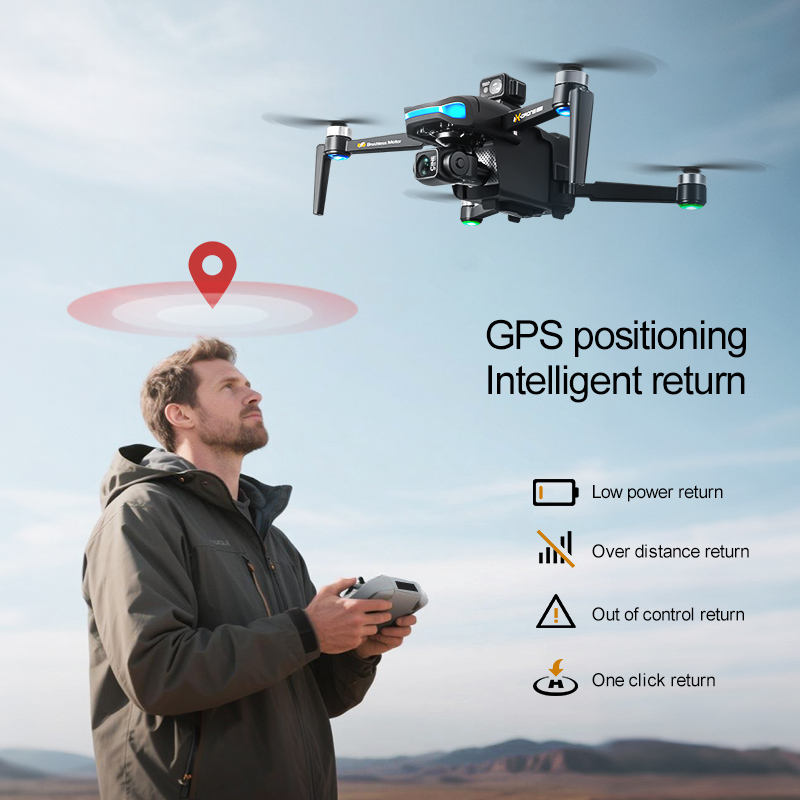 Skládací dron V06 s dlouhým dosahem – Profesionální kvadrokoptéra pro letecké snímky v rozlišení 4K/8K – Mini chytrý GPS dron s dálkovým ovladačem s obrazovkou