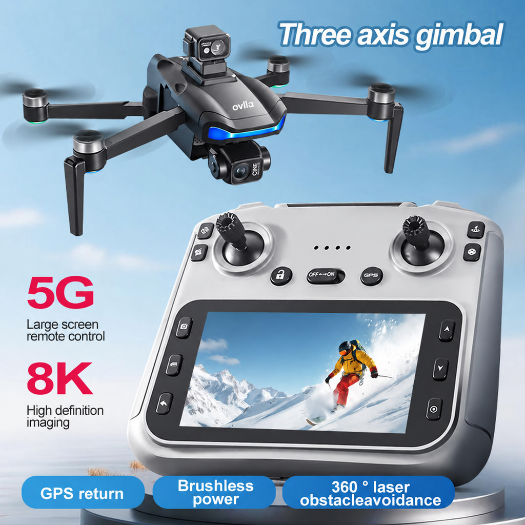 Skládací GPS dron V06 s displejem a 3osým gimbalem