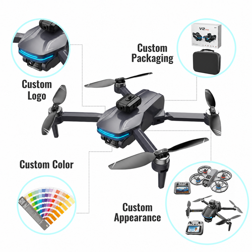 Skládací dron V06 s dlouhým dosahem – Profesionální kvadrokoptéra pro letecké snímky v rozlišení 4K/8K – Mini chytrý GPS dron s dálkovým ovladačem s obrazovkou