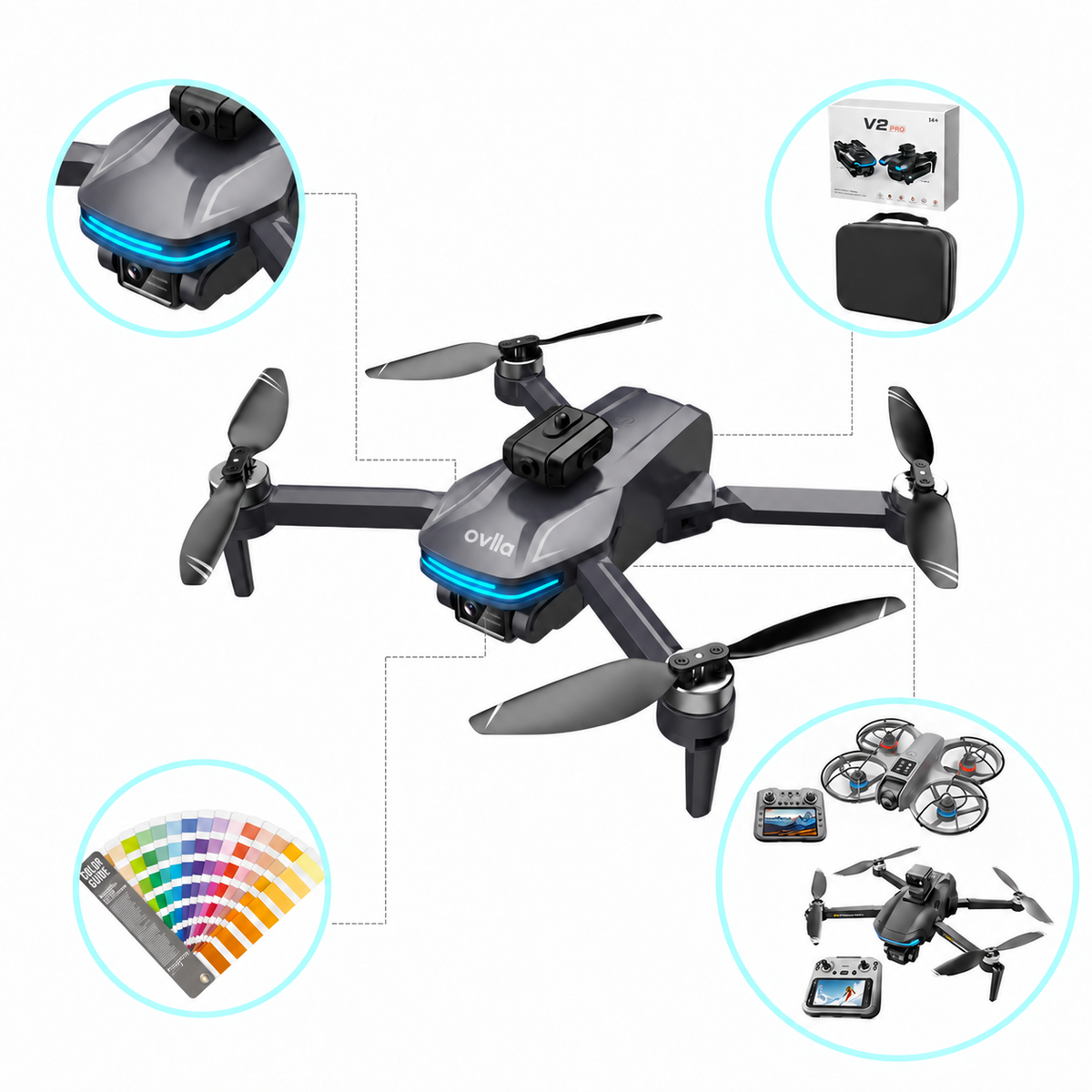 Skládací GPS dron V06 s displejem a 3osým gimbalem